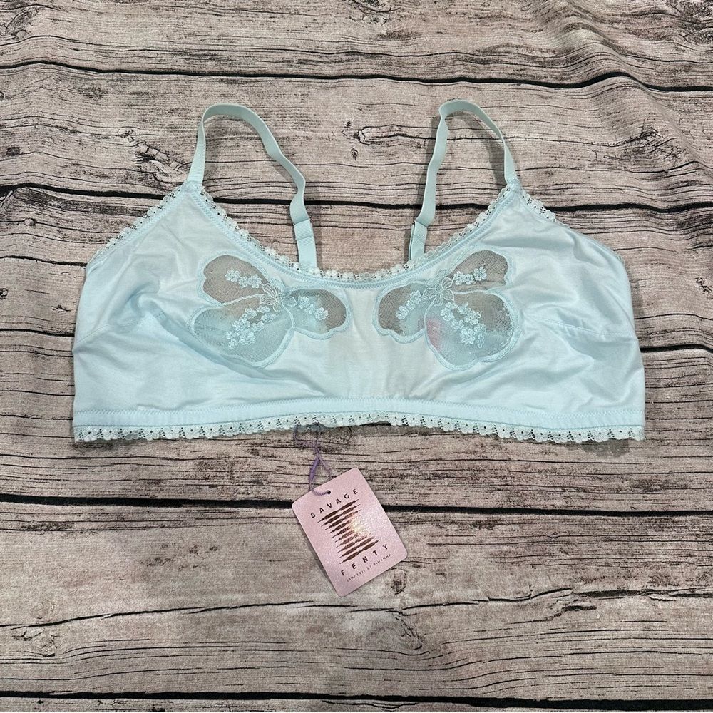 NWT Savage X Fenty Sexy Light Blue Lace Cutout Bralette Size 3X